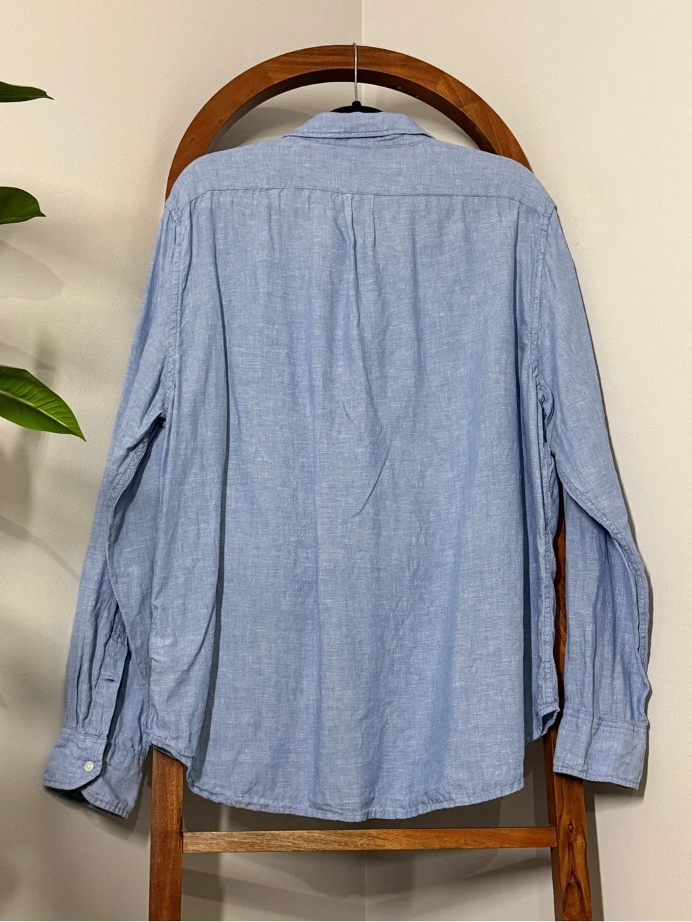 J. Crew XL Blue 100% Irish Linen Long Sleeve Button Down Shirt Style BE554
